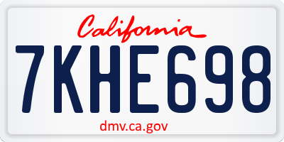 CA license plate 7KHE698