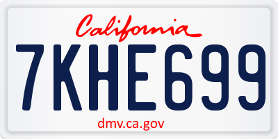 CA license plate 7KHE699