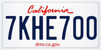 CA license plate 7KHE700