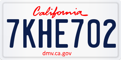 CA license plate 7KHE702