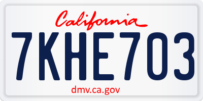 CA license plate 7KHE703