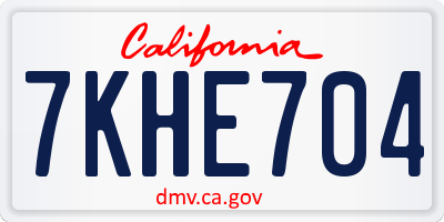 CA license plate 7KHE704