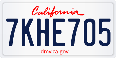CA license plate 7KHE705