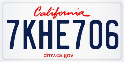 CA license plate 7KHE706