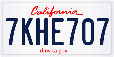CA license plate 7KHE707