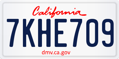 CA license plate 7KHE709