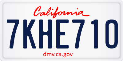 CA license plate 7KHE710