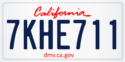 CA license plate 7KHE711
