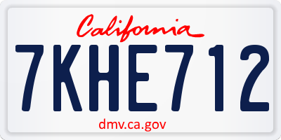 CA license plate 7KHE712