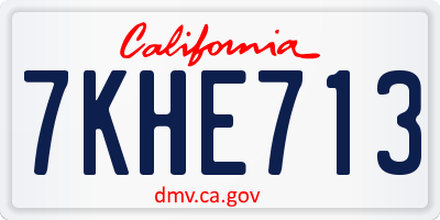 CA license plate 7KHE713