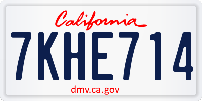 CA license plate 7KHE714