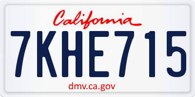 CA license plate 7KHE715