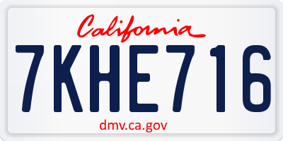 CA license plate 7KHE716