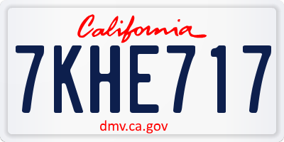 CA license plate 7KHE717