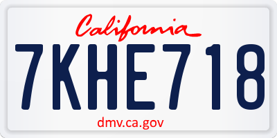 CA license plate 7KHE718