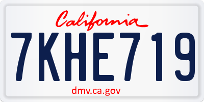 CA license plate 7KHE719