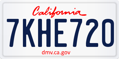 CA license plate 7KHE720
