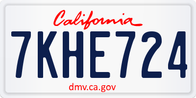 CA license plate 7KHE724