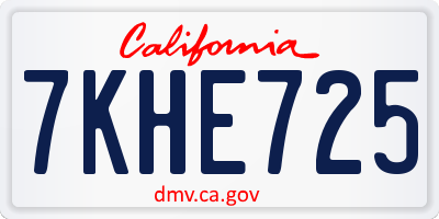 CA license plate 7KHE725
