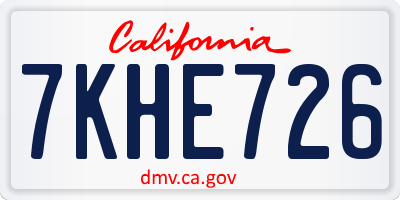 CA license plate 7KHE726