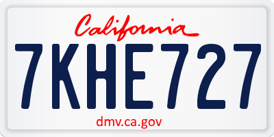 CA license plate 7KHE727