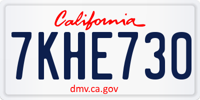 CA license plate 7KHE730