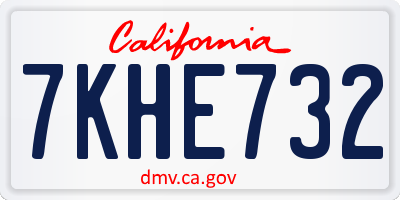 CA license plate 7KHE732