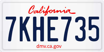 CA license plate 7KHE735