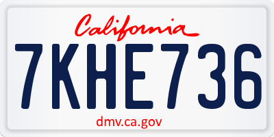 CA license plate 7KHE736