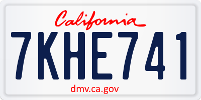 CA license plate 7KHE741