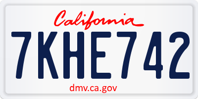 CA license plate 7KHE742
