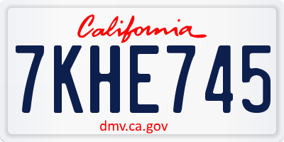 CA license plate 7KHE745