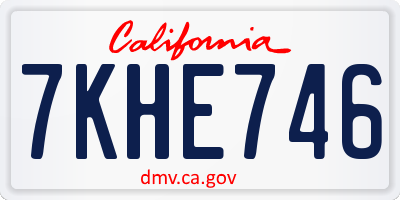 CA license plate 7KHE746