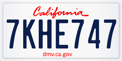 CA license plate 7KHE747