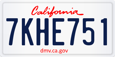 CA license plate 7KHE751