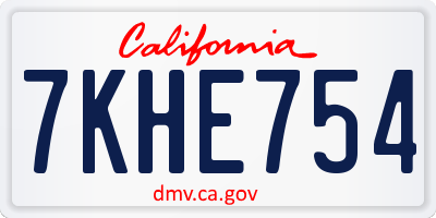 CA license plate 7KHE754