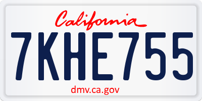 CA license plate 7KHE755