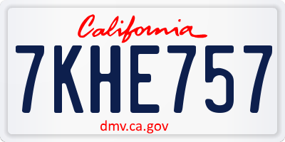 CA license plate 7KHE757