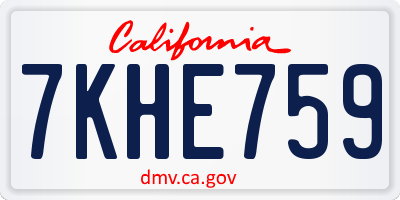 CA license plate 7KHE759