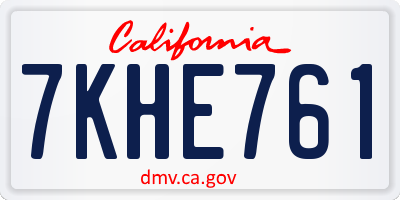 CA license plate 7KHE761