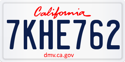 CA license plate 7KHE762
