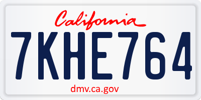 CA license plate 7KHE764