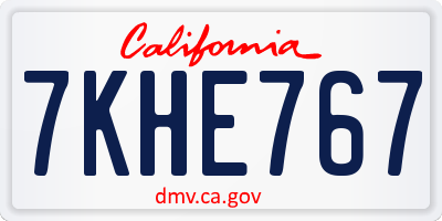 CA license plate 7KHE767