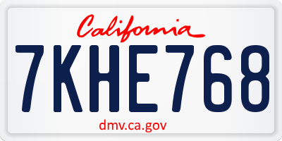 CA license plate 7KHE768
