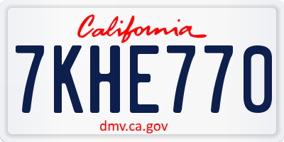 CA license plate 7KHE770