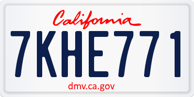 CA license plate 7KHE771