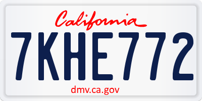 CA license plate 7KHE772