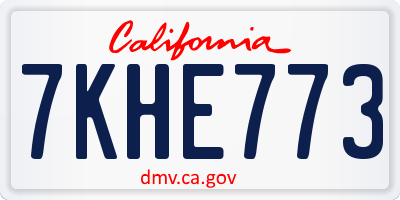 CA license plate 7KHE773