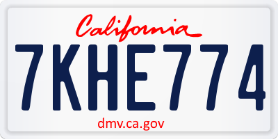 CA license plate 7KHE774