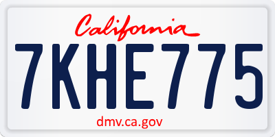 CA license plate 7KHE775
